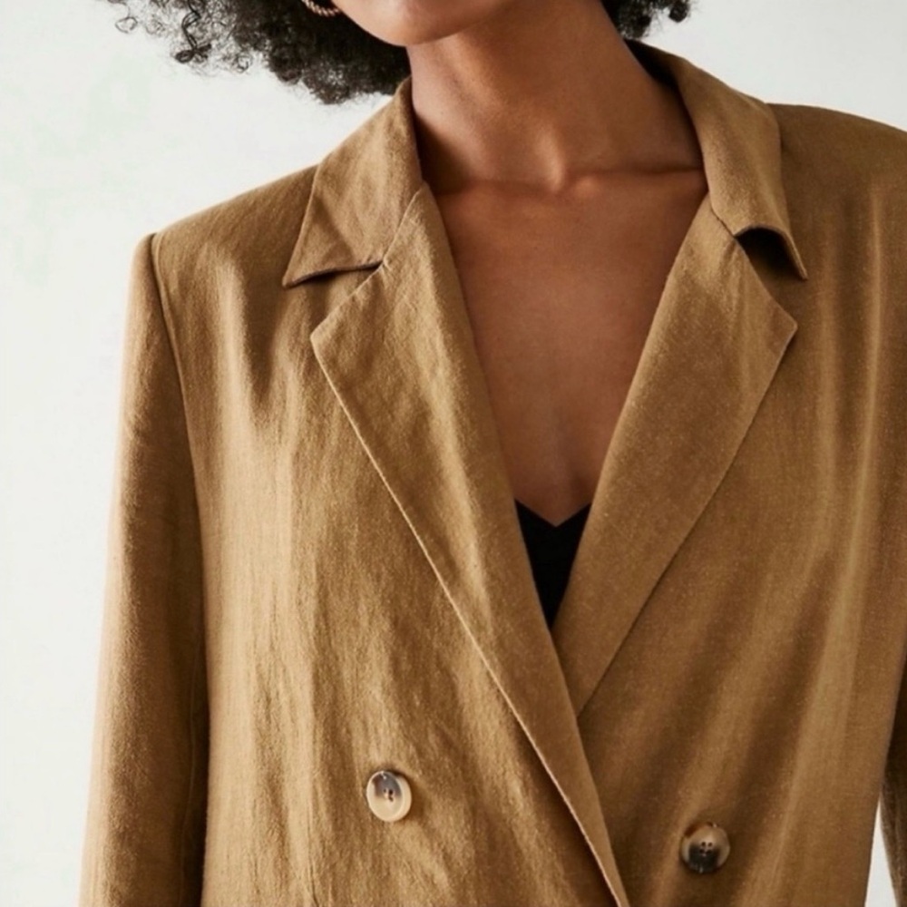 Free People Olivia Linen Blend Oversized Double-Breasted Blazer Size XS - Picture 2 of 10